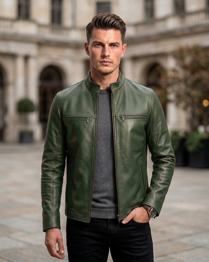 Men's Red Slim Fit Leather Jacket