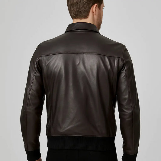 Classic Brown Leather Field Jacket for Men Custom Leathers