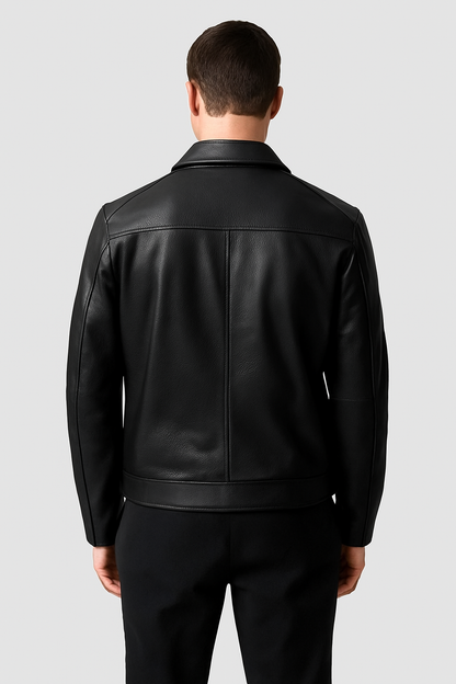 Classic Black Leather Biker Jacket for Men – Timeless & Edgy Style