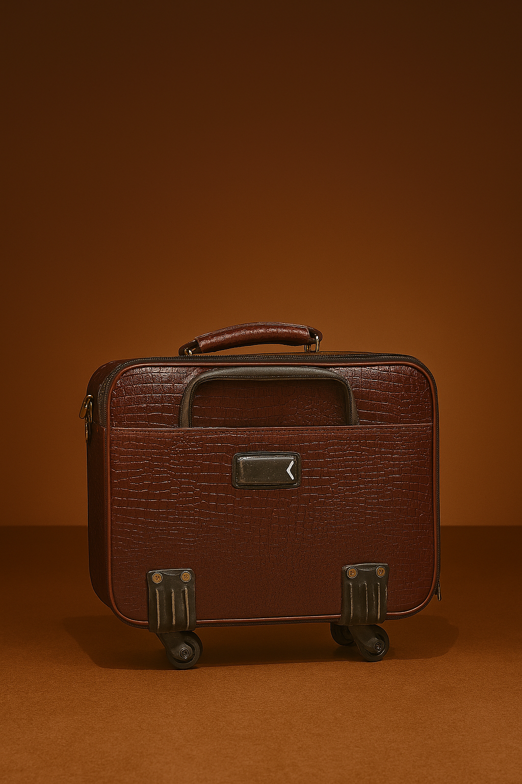 Vintage Brown Leather Trolley Briefcase with Secure Lock