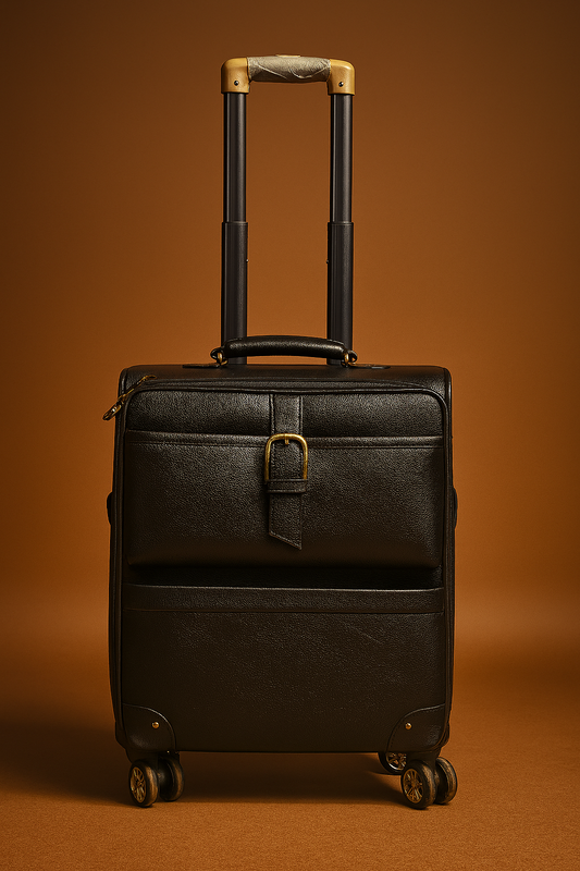 Premium Black Leather Cabin Trolley