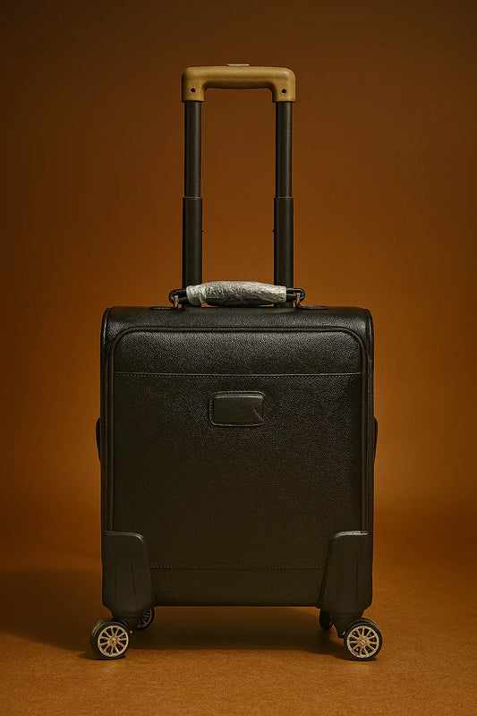 Premium Black Leather Cabin Trolley Custom Leathers