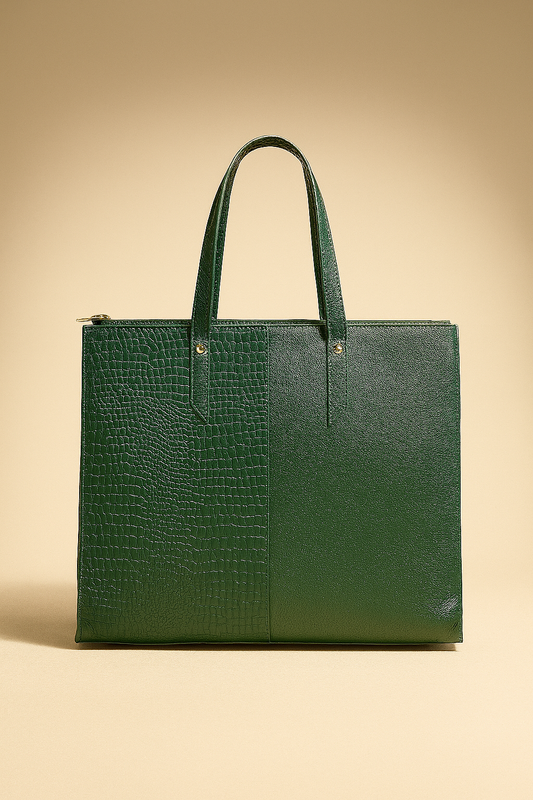 Emerald Green Structured Tote Bag