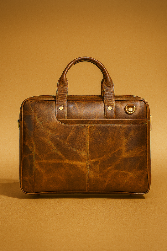 Vintage Brown Leather Laptop Bag