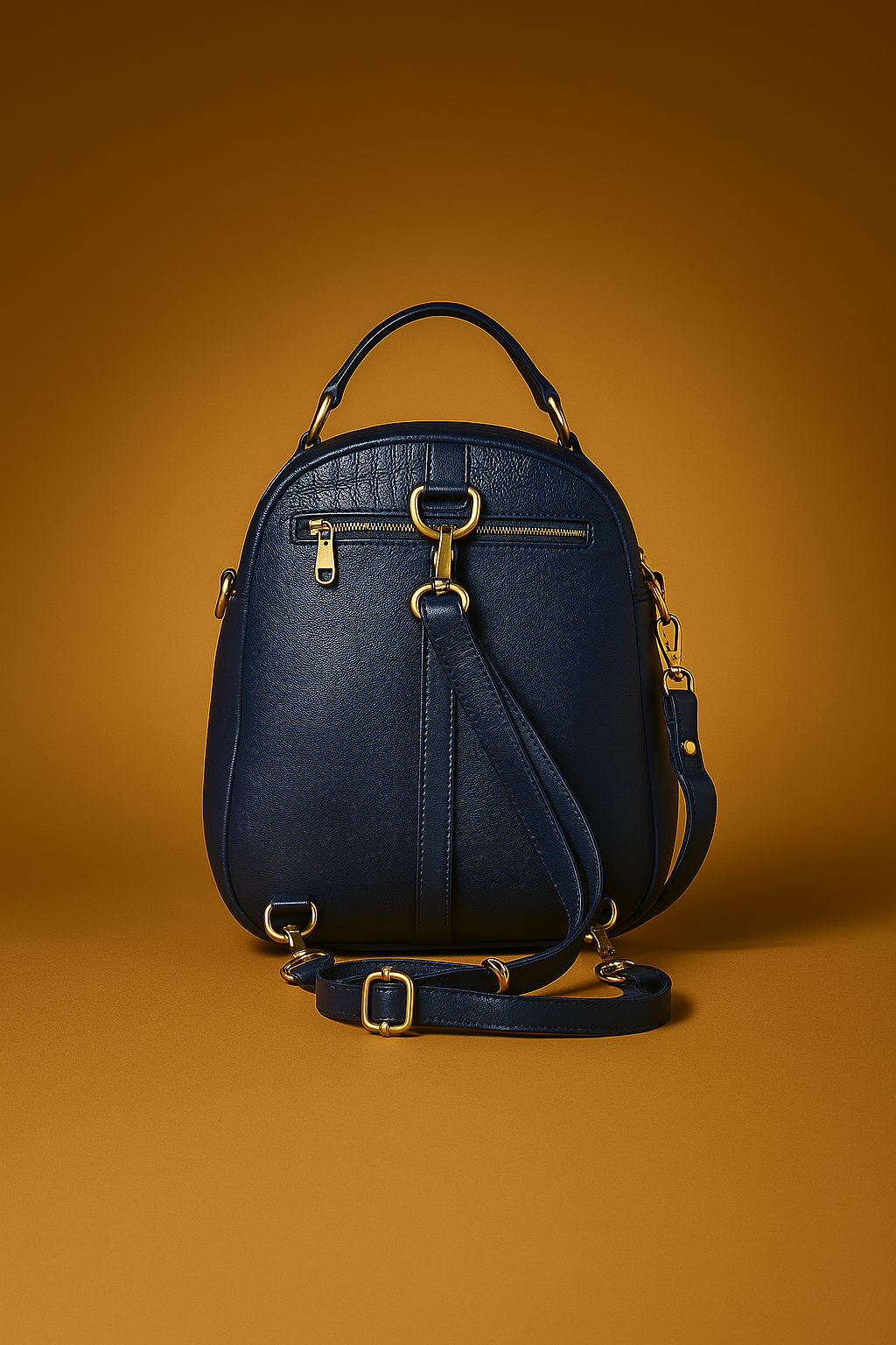 Navy Blue Croc-Texture Mini Backpack
