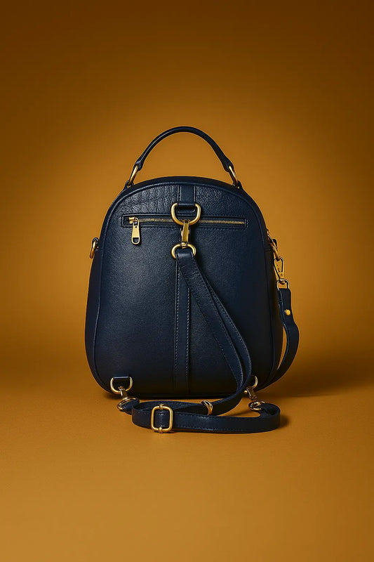Navy Blue Croc-Texture Mini Backpack Custom Leathers