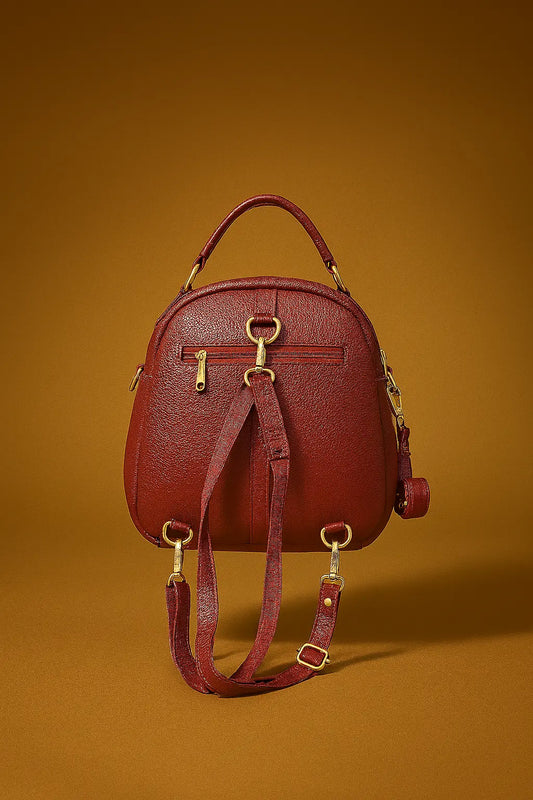 Maroon Croc-Texture Mini Backpack Custom Leathers