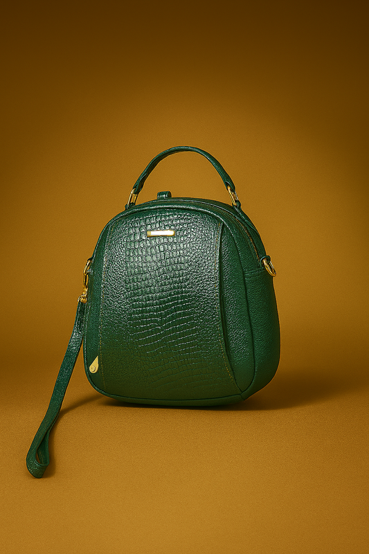 Emerald Green Croc-Texture Mini Backpack