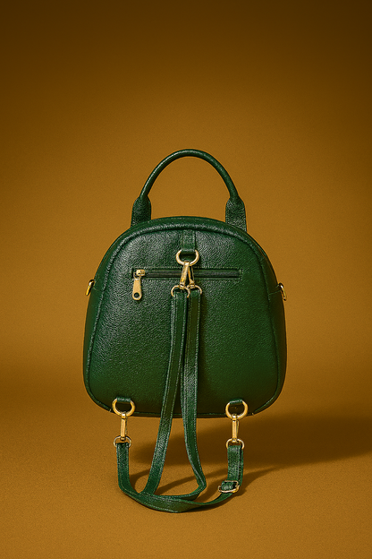 Emerald Green Croc-Texture Mini Backpack