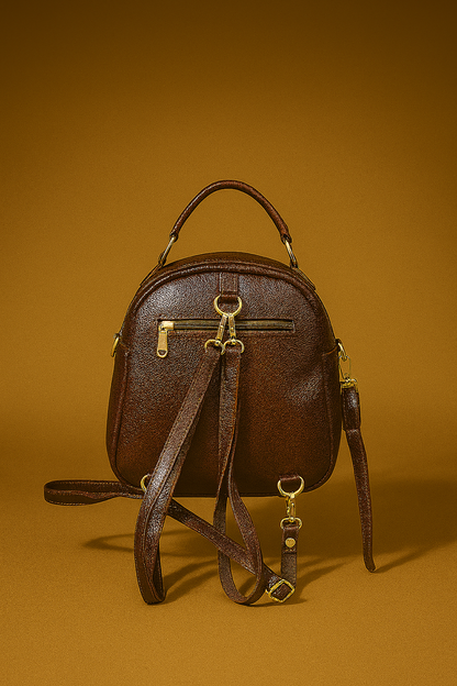 Classic Brown Croc-Texture Mini Backpack