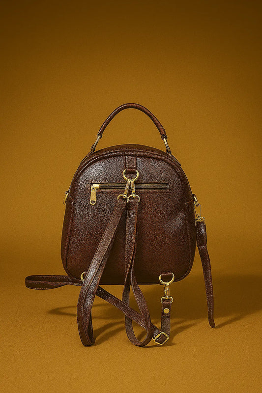 Classic Brown Croc-Texture Mini Backpack Custom Leathers