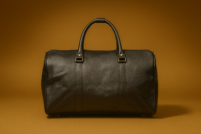 Classic Black Leather Duffle Bag