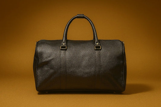 Classic Black Leather Duffle Bag Custom Leathers