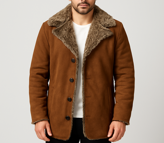 Furlong Brown Suede Leather Coat