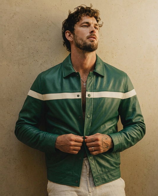 Green leather Shirt