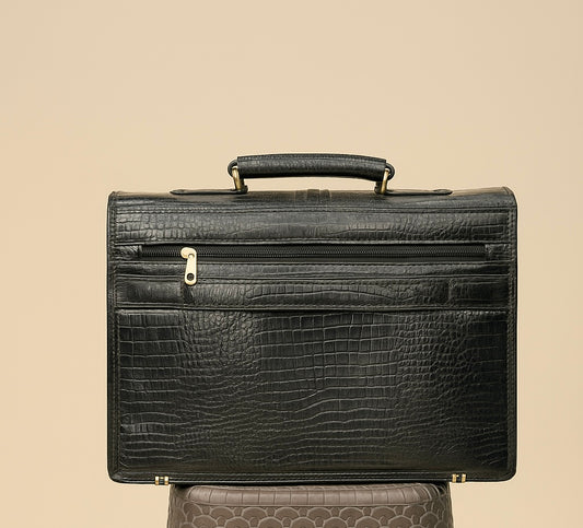 Black Croc Leather Briefcase