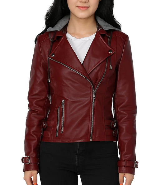 Red Faux Leather Biker Jacket