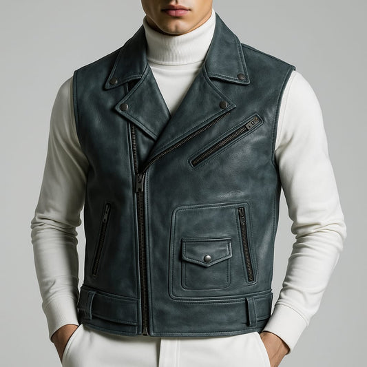 Men's Sleeveless Biker Leather Vest