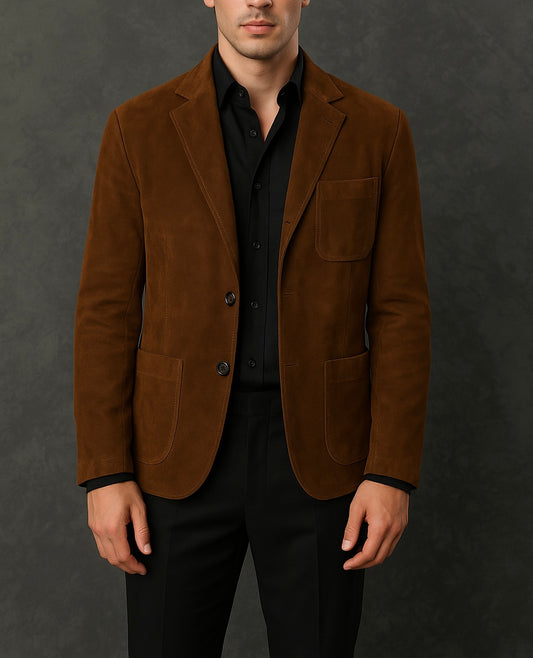Men's Brown Suede Blazer