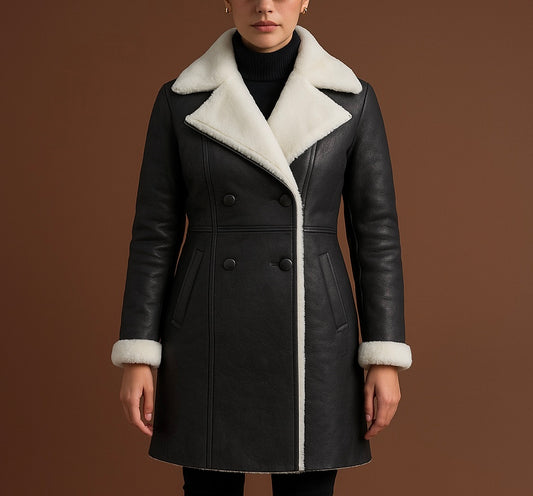 Women’s Black Shearling Leather Coat